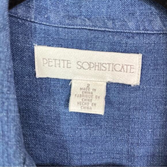 PETITE SOPHISTICATE Dress Women Maxi Blue Chambray Linen Sleeveless Button Front - Picture 7 of 10